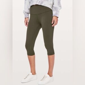 Lululemon Wunder Under Hi-Rise 1/2 Tight *17" Olive Green Size 8